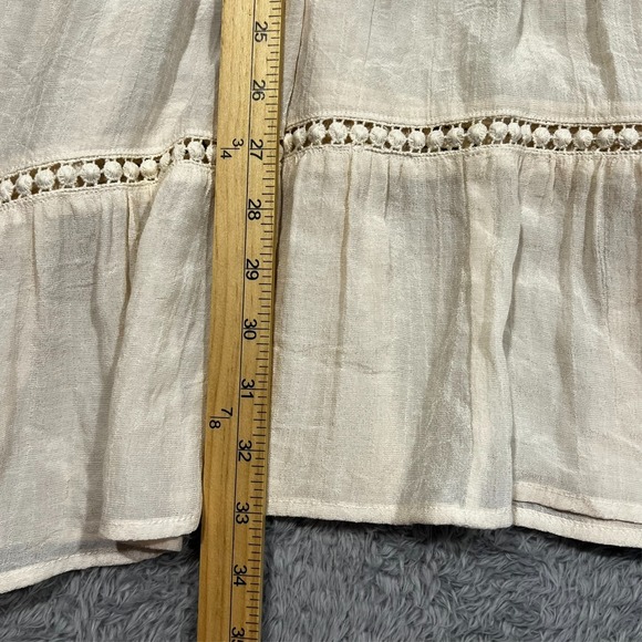 Umgee Boho Peasant Sheer‎ Tunic Top Women's XL Off White Cold Shoulder Bell Slv - Picture 10 of 11